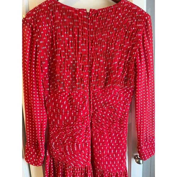 Scarlet Romance Polka Dot Ruched Drop Waist Floral applique Retro holiday Sz S/M - Picture 4 of 11